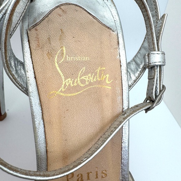 Christian Louboutin St Jeannette‎ 120 Studded Peep Toe Heels Size 38.5 - Picture 2 of 5